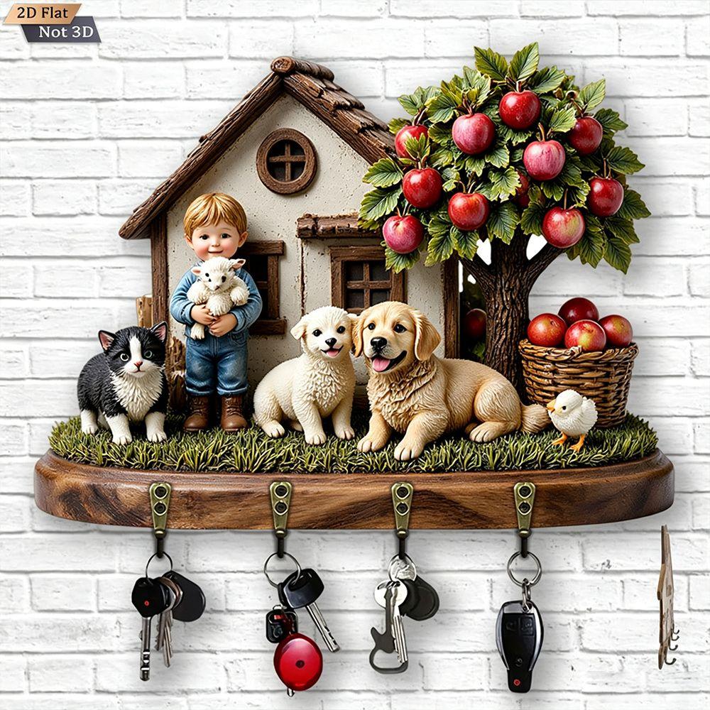 Wall Mounted House Key Holder Wooden Wall Key Rack New Decorative Key Hanger Bedroom Decor