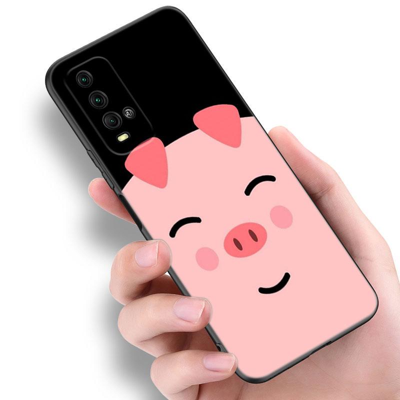 Розовый забавный чехол для телефона со свиньей для Xiaomi Redmi Note 5 6 9T K20 K40 K50 Pro 7A 8A 9A 9C 9i 10A 10C A1 S2, мягкий черный чехол из ТПУ
