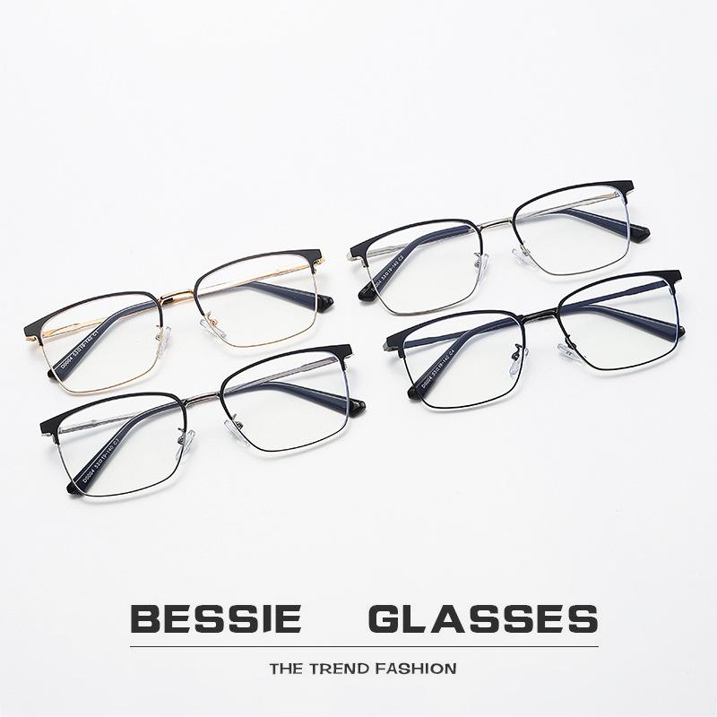 New flat glasses fashionable retro half-frame anti-blue glasses personalized eyebrows myopia glasses frame