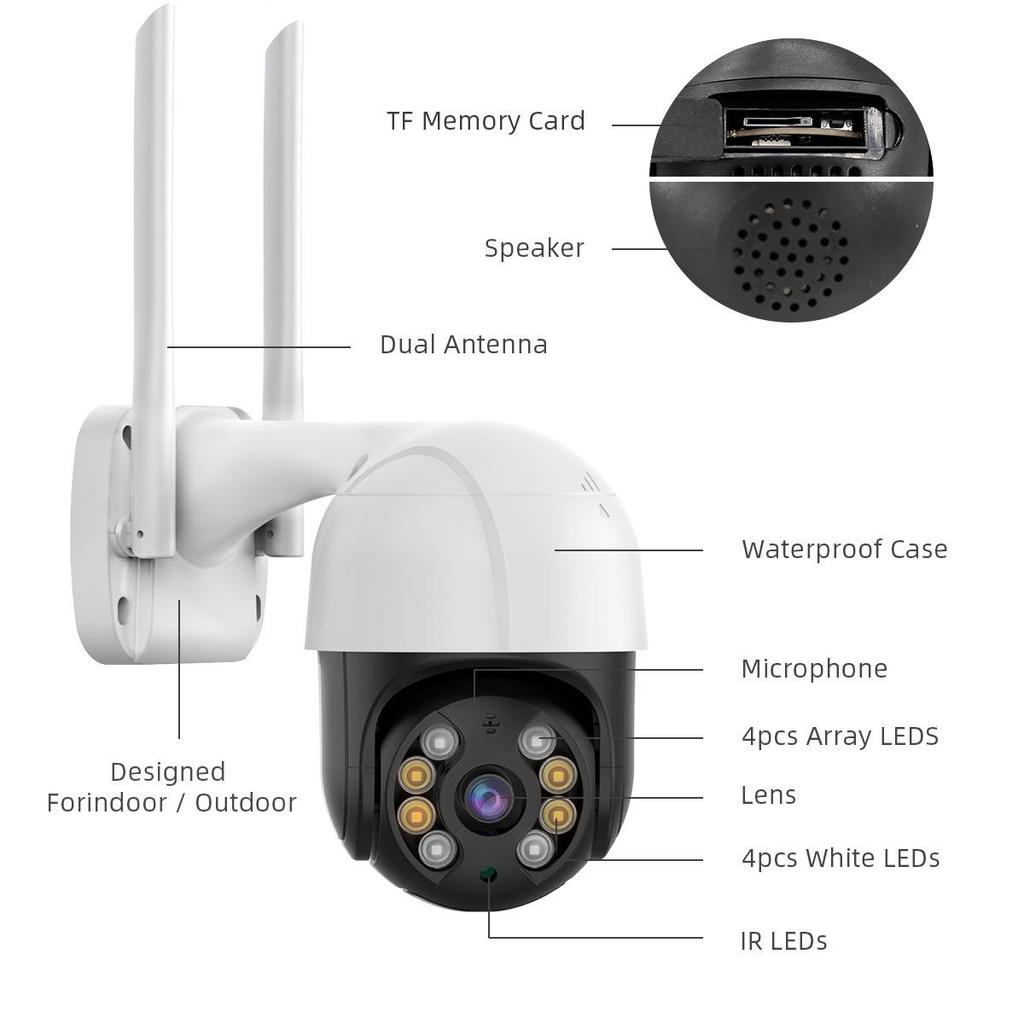 ICSEE 1080P HD WiFi PTZ Outdoor Camera with Mobile Remote Monitoring