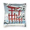 Miyajima Shrine In Snow By Hasui Kawase Square Pillowcase Polyester Linen Velvet Creative Decor Throw Pillow Case Room Cushion