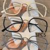 3Pcs Fashion Unisex Square Plain Glasses For Men Women Metal Frame Glasses Polygon Eyeglasses Gentle Black Anti Blue Light