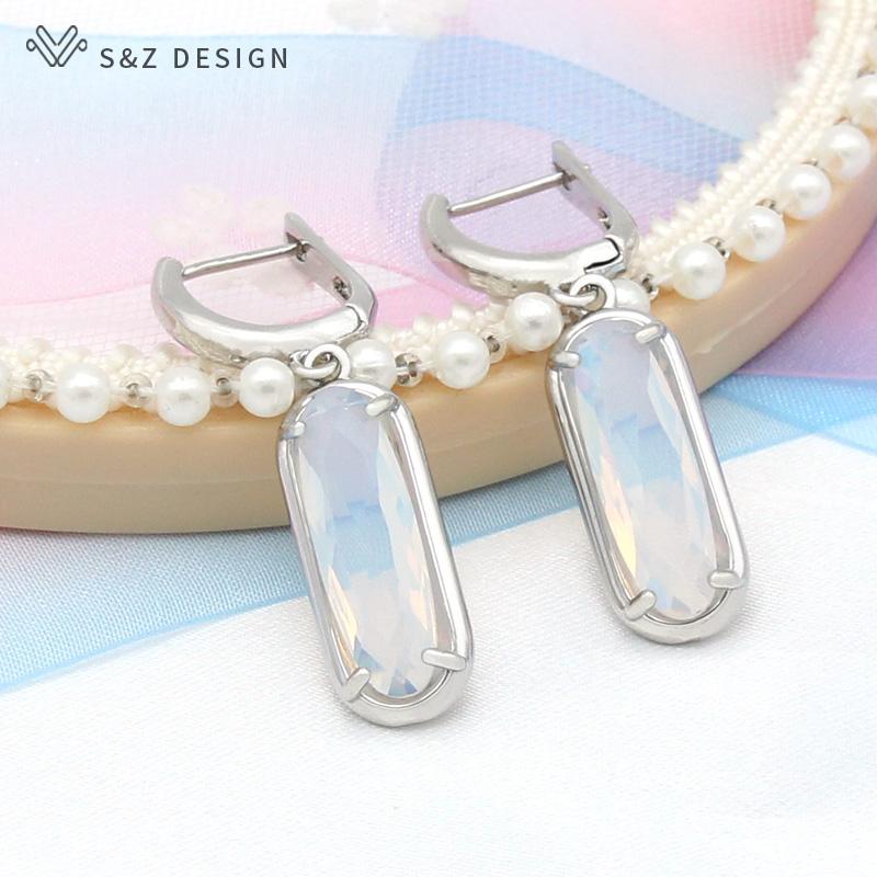 Classic Elegant Oval Egg Shape Cubic Zirconia Drop Earrings For Women Girl Wedding Party Fashion Jewelry Rose Gold Color Eardrop