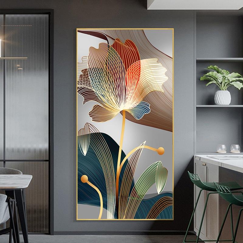 Скандинавский абстрактный цветок, холст, картина, роскошные золотые линии, современные постеры и принты, настенная картина для галереи, домашний декор