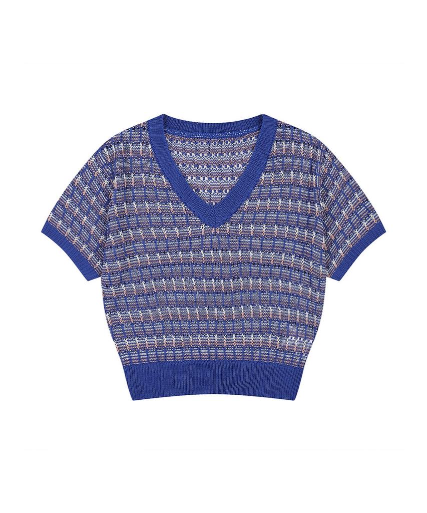 VANAKE Woven Pattern V-Neck Knit_Vb39Ktq401Z