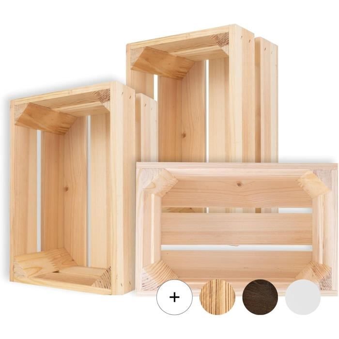 Creative Deco Lot De 3 Caisse En Bois Naturel | 30 X 20 X 15 Cm | Caisse Rangement Bois | Caisse En Bois Vintage | Cagette En Bois