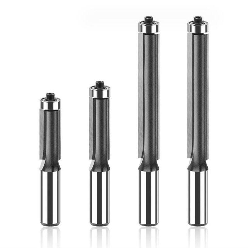 Набор удлиненных прямых фрез с хвостовиком 12 мм, 1/2 дюйма, фрезы для заподлицо с подшипниками, фрезы по дереву, деревообрабатывающие инструменты