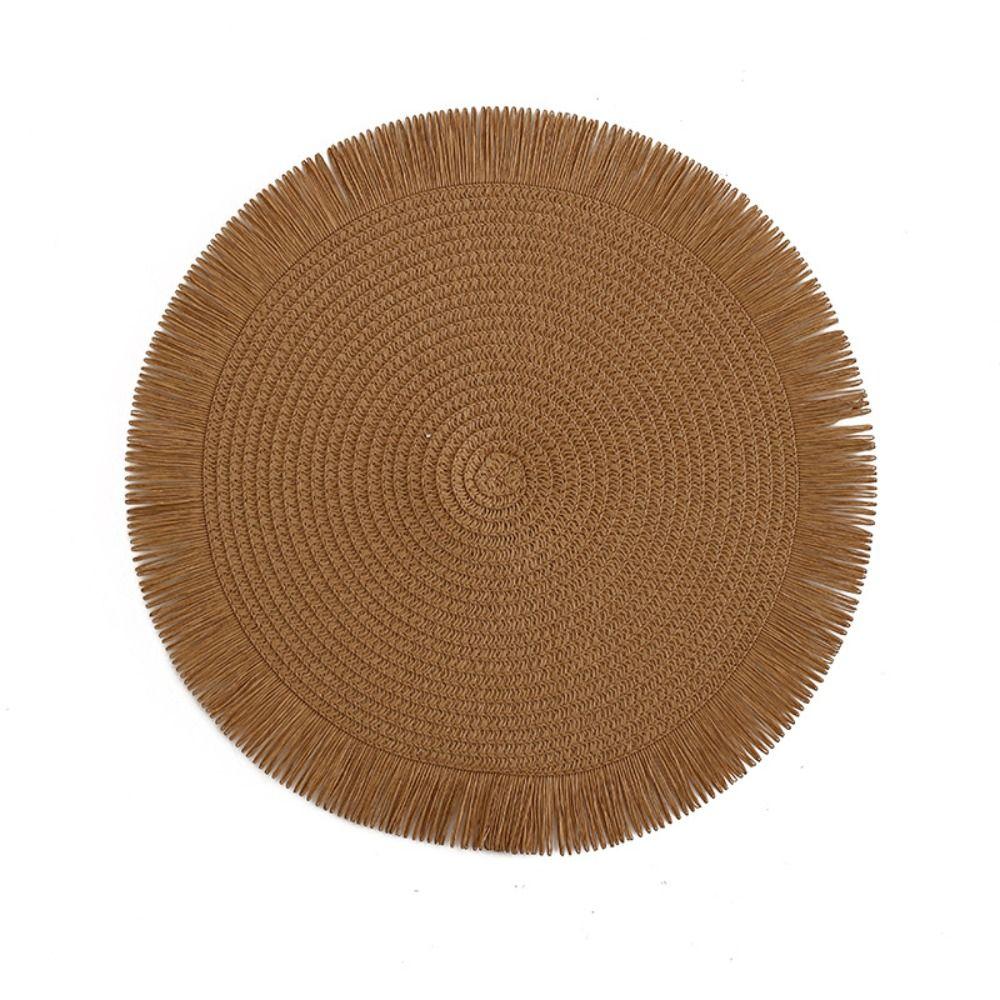 Round Heat Resistant Place Mat with Tassel Dining Table Mat Braided Placemat  Home