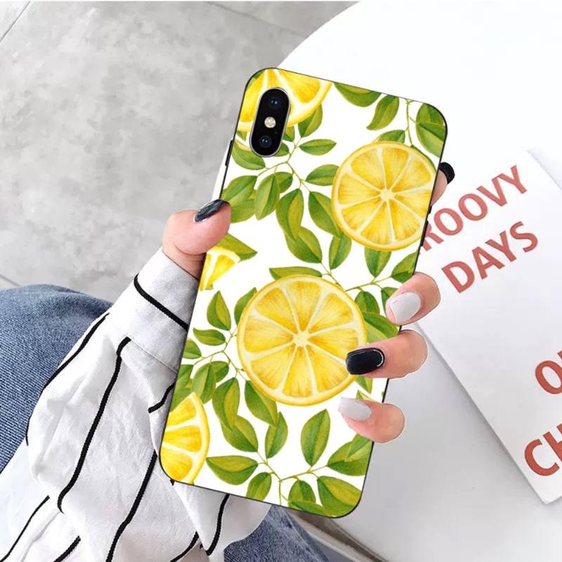 Чехол для телефона с лимонным летним фруктовым желтым узором для iPhone 14 13 12 11 XS X 8 7 6 Plus Mini Pro Max SE 2022 Мягкая черная накладка для телефона