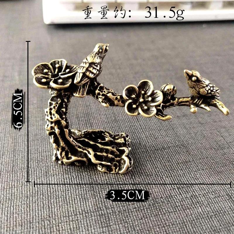Чистая Медь Слива Счастливая Сорока Птица Миниатюрные Украшения Античная Латунь Статуэтка Кукушки Украшения Для Чайного Стола Декор Стола Ремесло