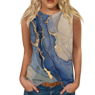 Цветочный принт 3D майки женские летние с круглым вырезом повседневные жилеты с открытыми плечами Y2k элегантный топ без рукавов майка женская одежда