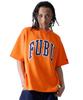 Street Plus Сетчатая футболка с круглым вырезом Street Американский Хип Лето Оранжевая [FUBU] С коротким рукавом, Размеры, Вырез, Стиль, Повседневный, Хип-хоп, Одежда,