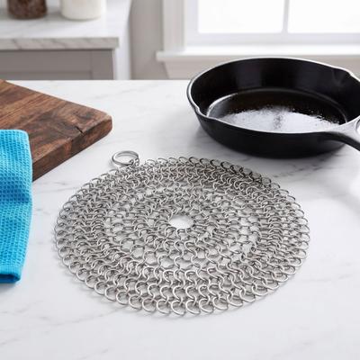 Stainless Steel Stainless Steel Scrubber Chainmail Link Design Cast Iron Scrubber Home Kitchen