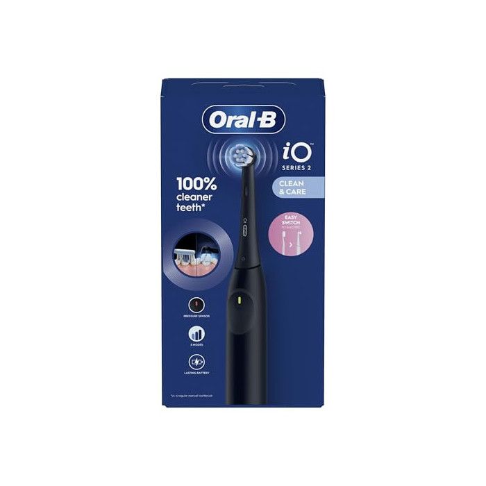 Oral-B iO 2 Spazzolino Elettrico Nero con Micro-vibrazioni e Testina Rotonda
