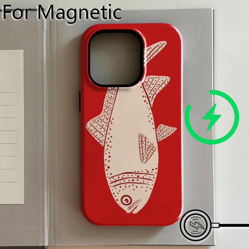 Luxury Clmj Art Cute animals Phone Case for iPhone 17 16 15 14 13 12 11 Pro Max Plus Air Magnetic Double-layer Back Cover