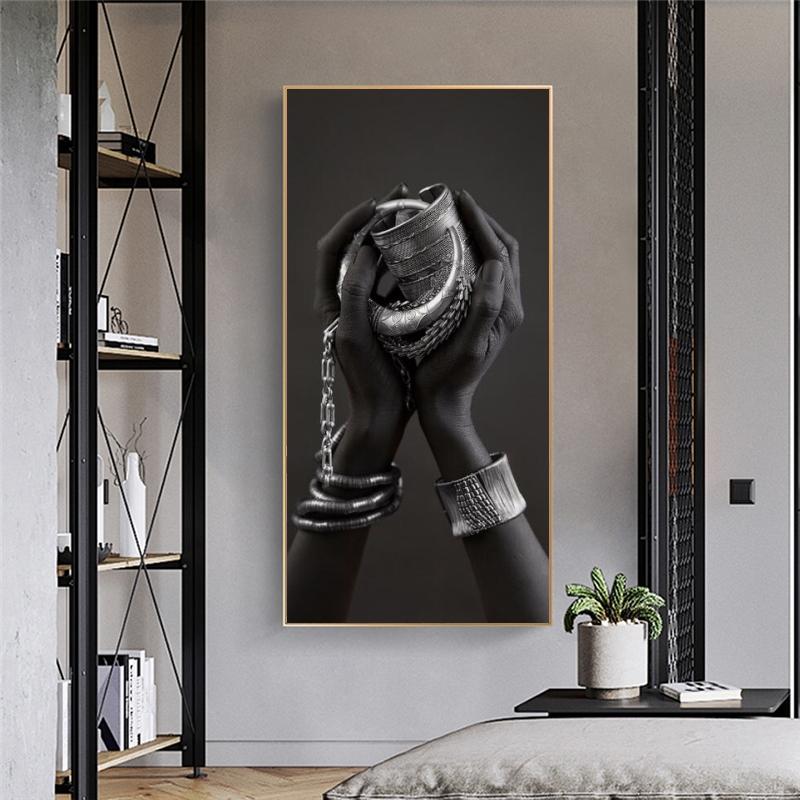 Африканское искусство, черные руки, держать драгоценности, холст, картины на стене, художественные постеры, настенные панели для африканских женщин для домашнего декора