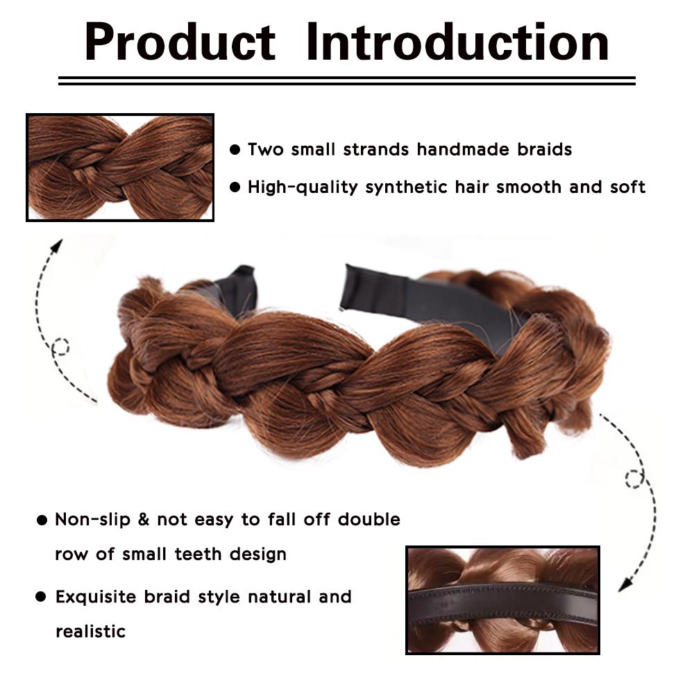 XINRAN Synthetic Fishbone Braid Wig Headband Twist Braid Hair Hoop Hair  Non-Slip Headband For Women Hairpiece Accessories