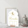 2025 Reusable Acrylic Ramadan Calendar Board with Wooden Base Pen Eid Advent Day Table Ornaments Islam Muslim Eid Al-Fitr Gift