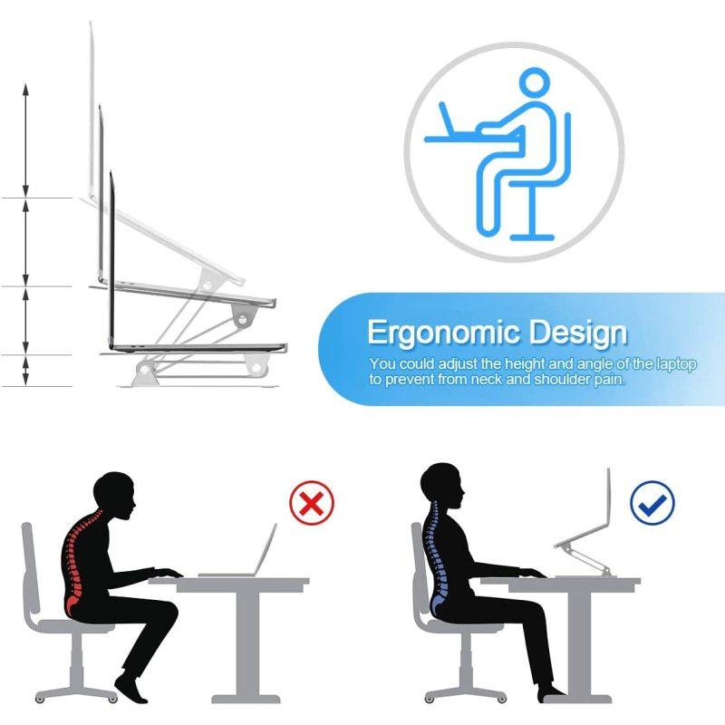 Регулируемая подставка для ноутбука, многоугольная подставка для компьютера с тепловентиляционной легкой алюминиевой подставкой
