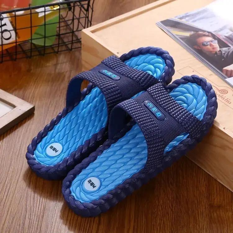 Резиновые летние тапочки для мужчин, сандалии для ванной, мужские шиацу, взрослые, низкая цена, недорогие, корейский стиль, элегантные, 2024 года, стиль, повседневная обувь