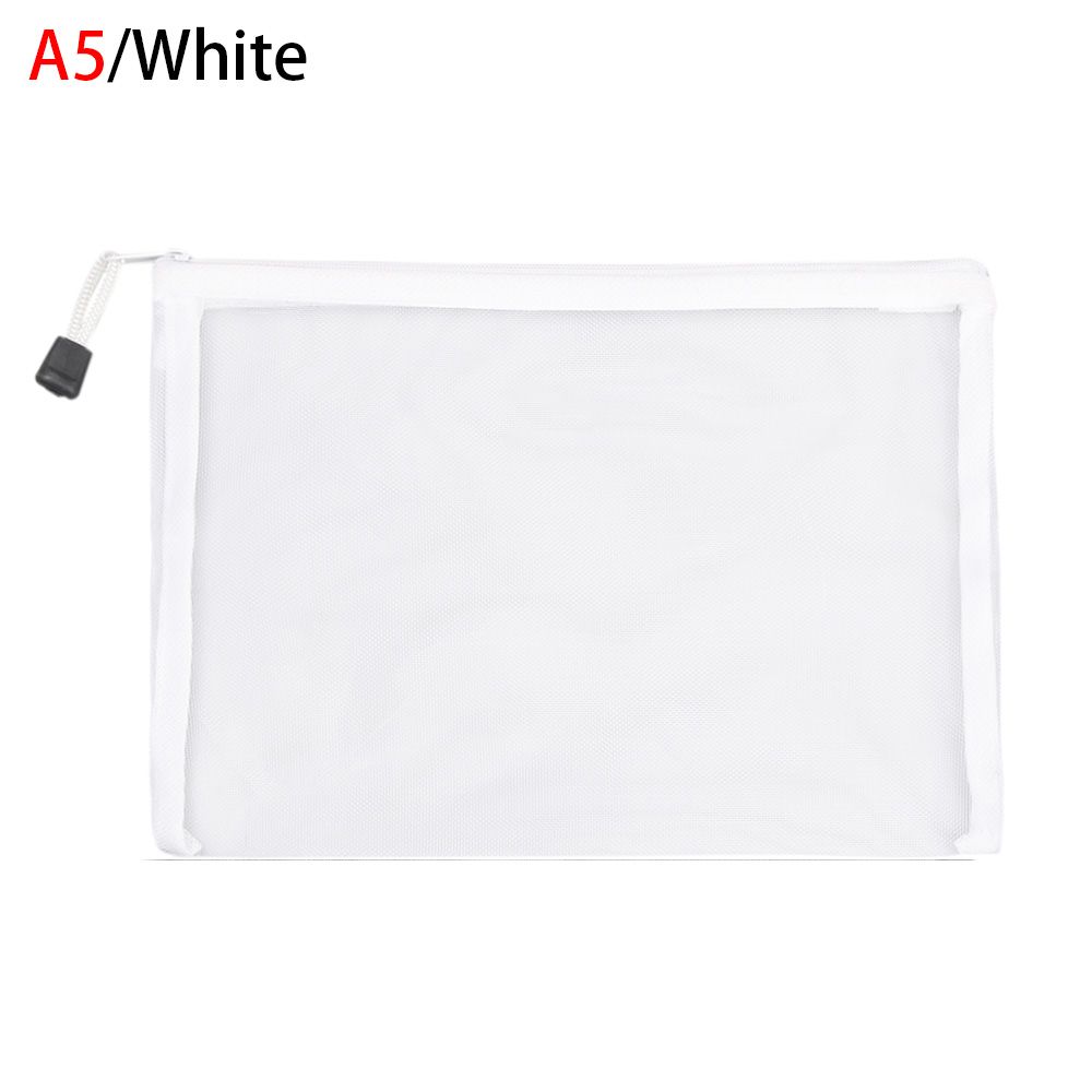 Handbags Cosmetic Stationery Zipper Pencil Case Mesh Pen Bag Transparent Grid Cosmetic Storage