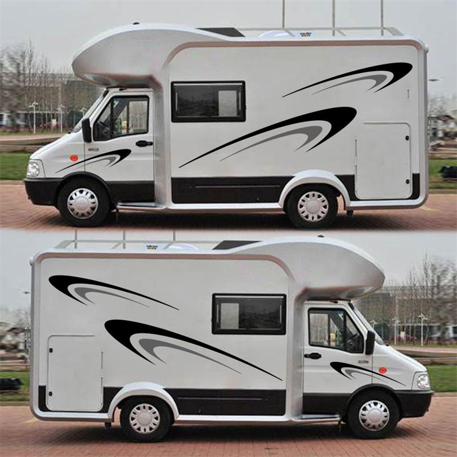 6 Pcs Car Camper RV Trailer Vinyl Stripes Graphics Decals Decoration Stickers