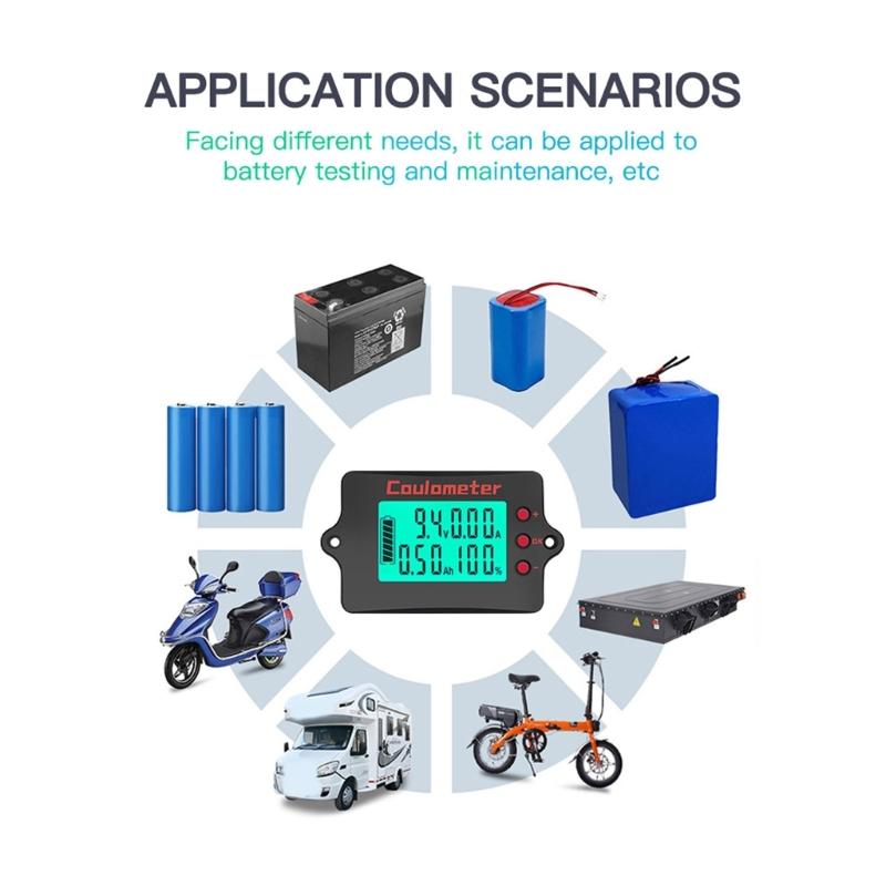 Single Screen Battery Coulomb Meter 8V to 120V Precise Amp Meter for Efficient Charging Management