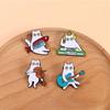 Accordion Women Suit Lapel Pins Guitar Music Cat Badges Personalized Animal Theme Metal Pin Women