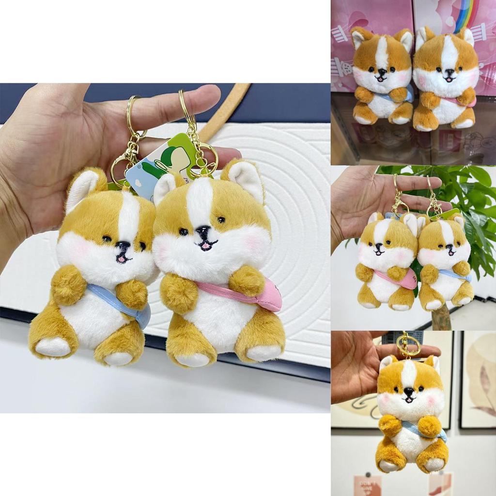 Lovely Corgi Dog Plush Toy Keychain Bag Bright Yellow Cartoon Doll Gift For All Ages