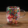 Кружка из двухслойного стекла с сухоцветами 250/350 мл, термостойкая, с ручкой, кофейная чашка для горячих напитков, уникальная художественная стеклянная посуда