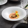 Japanese Striped Salad Plate Ceramic Deep Plate Thick Soup Plate Dessert Snack Bowl Kitchen Artistic Conception Tableware