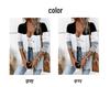 European and American Lazy Style Striped Grey Knit Cardigan Sweater
