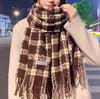New winter scarf plaid imitation cashmere fringed Korean version versatile thickened warm shawl British student scarf