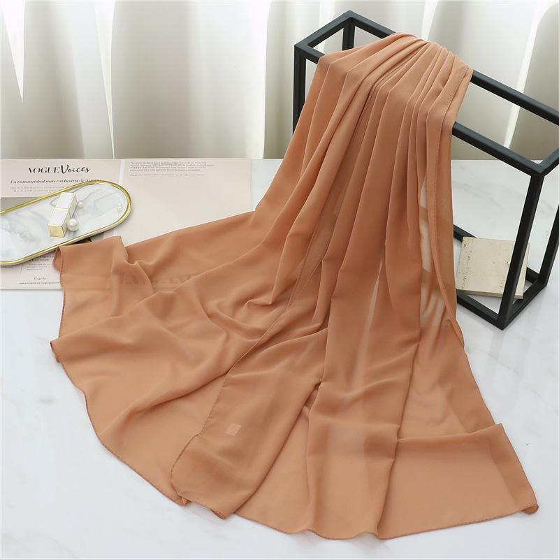Summer Long Silk Scarf For Women Large Shawl Wrap Headband Solid Design Hijab Beach Stoles Female Foulard Echarpe Bandana