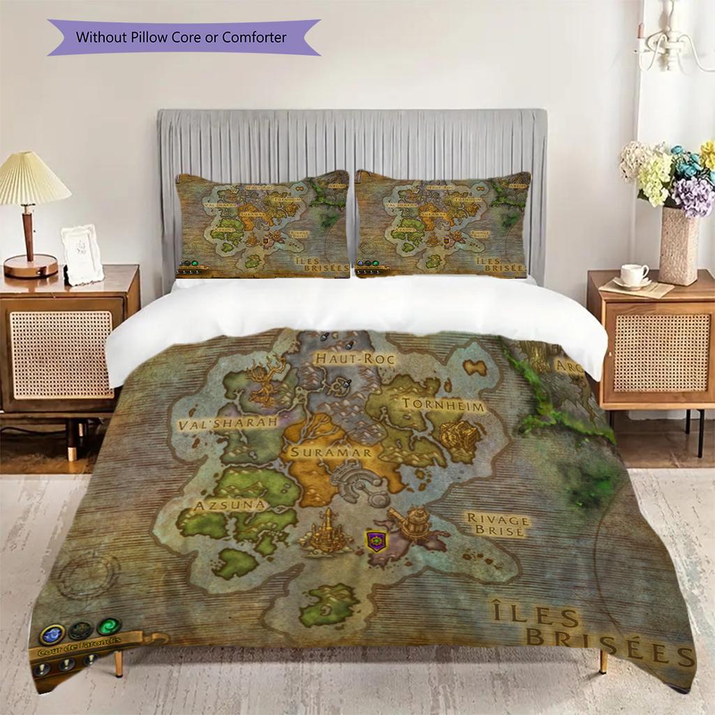 Fantasy Realm Exploration Three-piece set (1 * duvet cover + 2 * pillowcase, without core) 2D Flat Christmas birthday gift Bedding set