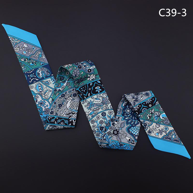 New Design Luxury Brand Silk Ribbon Small Floral Print Women Silk Scarf Handle Bag Ribbons Female Headband Long Scarves & Wraps