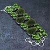 Natural Moldavite Quartz, Peridot 925 Sterling Silver Bracelet 7-8" H5W38