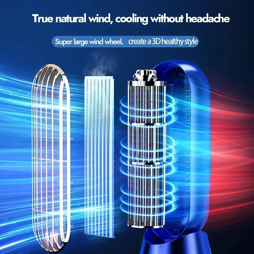 Desktop Tower Fan 720° Strong Air Cooling USB LED Display 5 Speed Adjustment Desktop Tower Fan Home Office Electric Fan Summer