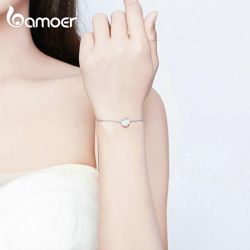 Классических браслет из стерлингового серебра 925 пробы. Инкрустированный платиной и цирконом