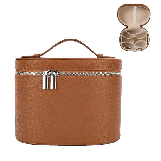 Дорожная косметичка из водонепроницаемой искусственной кожи с разделителем и ручкой, портативная косметичка для женщин.