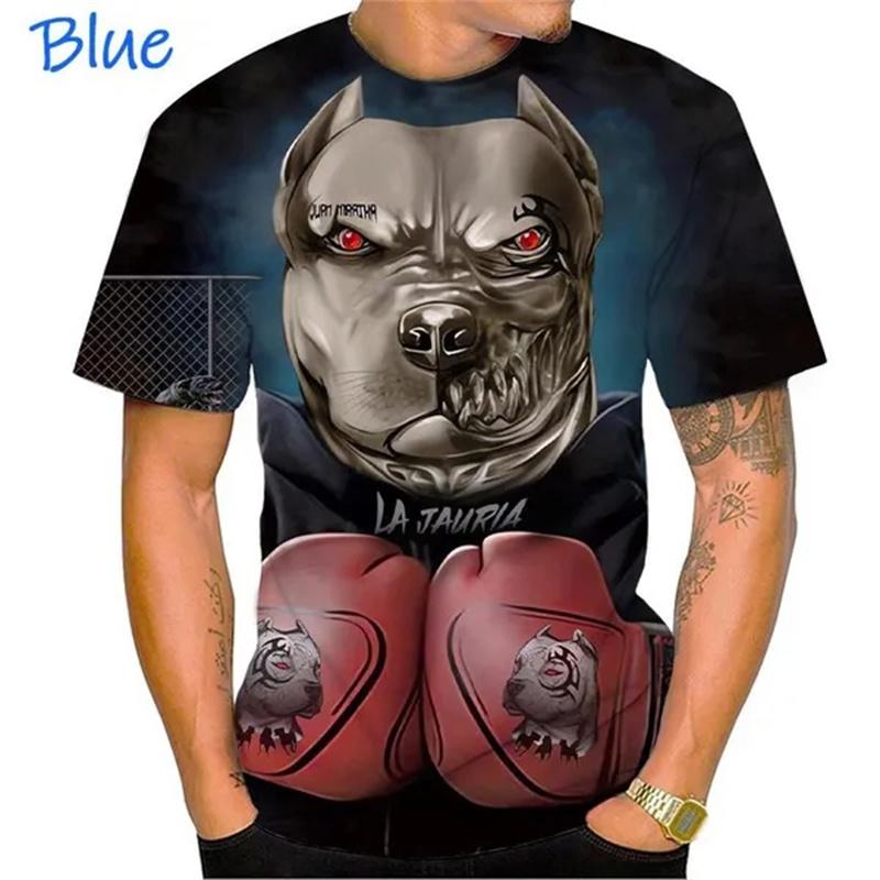 Fierce Bulldog Boxing T Shirt Men Cool Design 3D Bully Pitbull Print T-shirt Novelty Personality Tee Harajuku Fashion Streetwear
