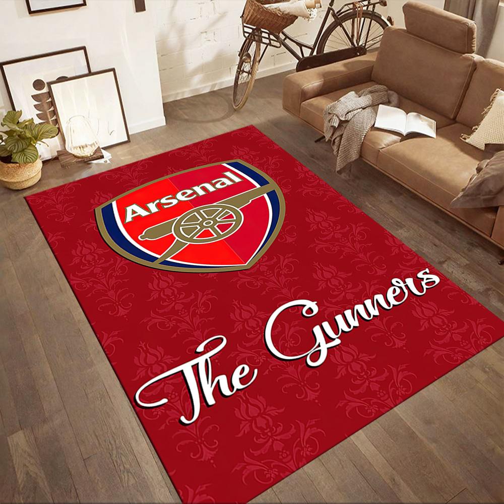 Arsenal Football Team Collage Area Rug Club Logo Player Print Non Slip Rectangular Floor Mat Soccer Fan Living Room Home Decor Carpet