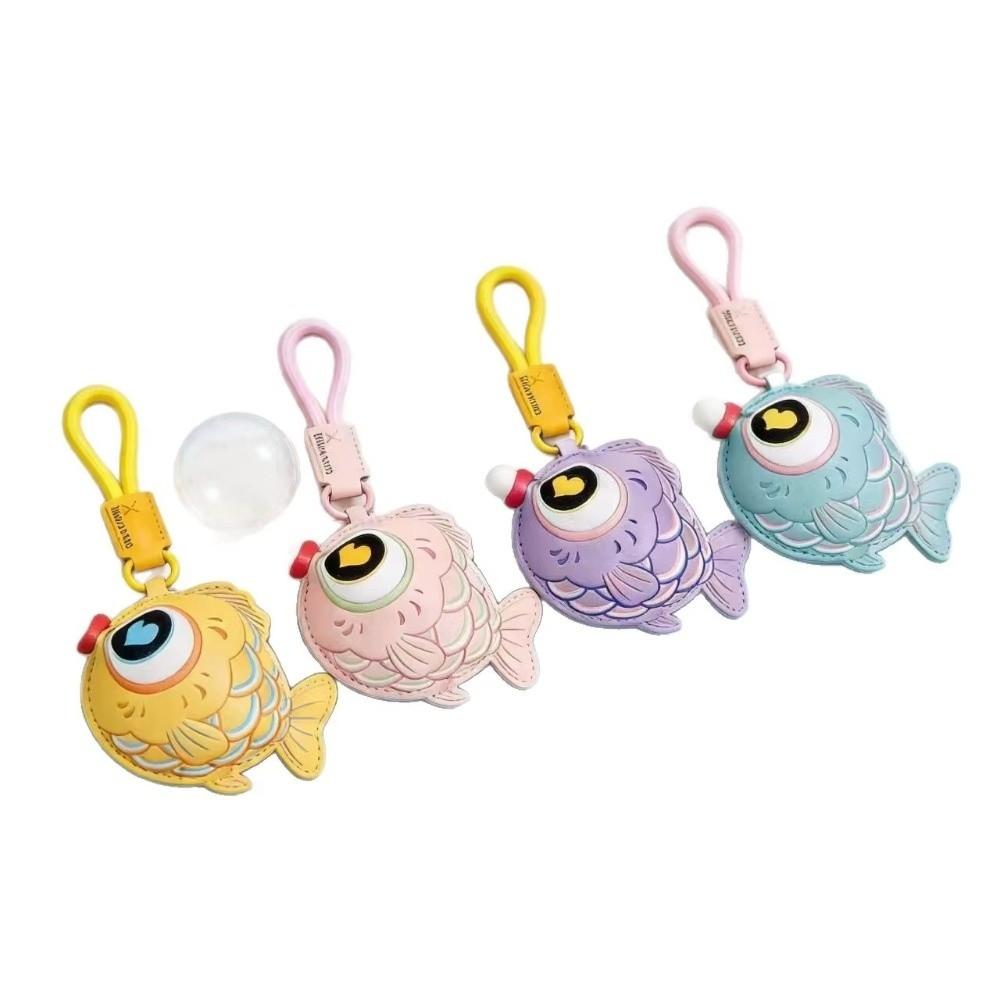 PU Reduce Pressure Keyring Macaron Color Fish Keyring Bubble Blowing Fish Keychain  Car Keyring