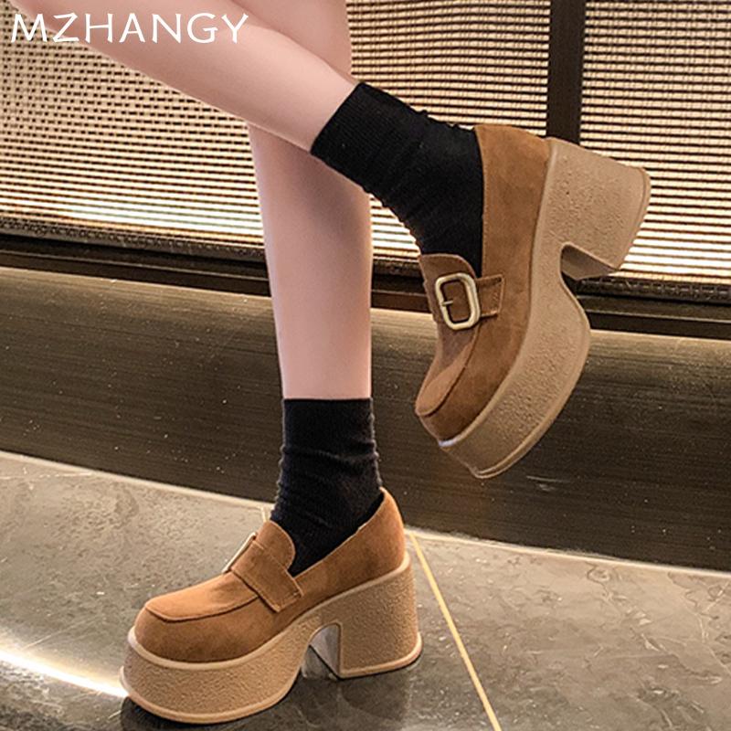 Women Platform Loafers Shoes High Heels Fashion Pumps Suefe Chunky Winter Shoes 2024 Trend Designer Dress New Zapatillas Ladies