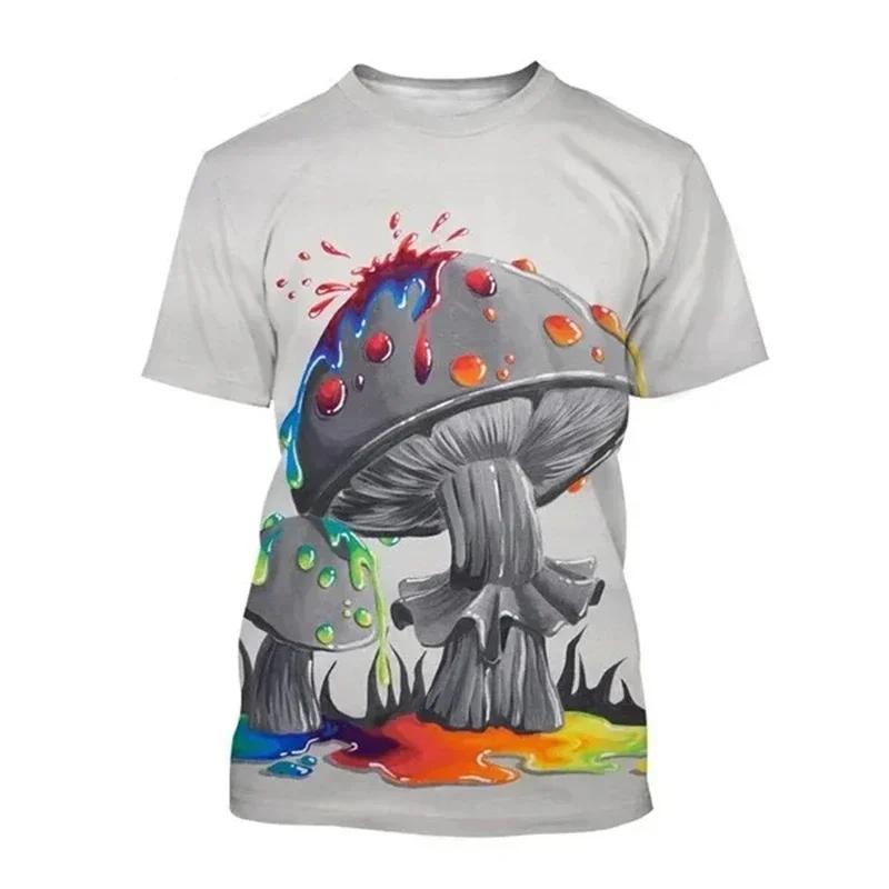 Летние мужские повседневные футболки 3D-принт футболка арт-дизайн красочный принт с грибами футболки для мужчин короткий рукав уличная одежда топы