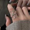 Открытые кольца на пальцы Регулируемые кольца на пальцы Полые кольца с цветком Открытые кольца Ювелирные изделия для пальцев Медная текстура для любителей моды