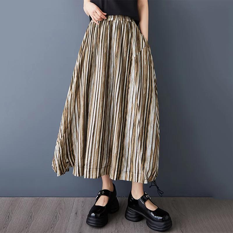 Xitao Юбка А-силуэта с эластичной резинкой на талии в полоску GYX1646