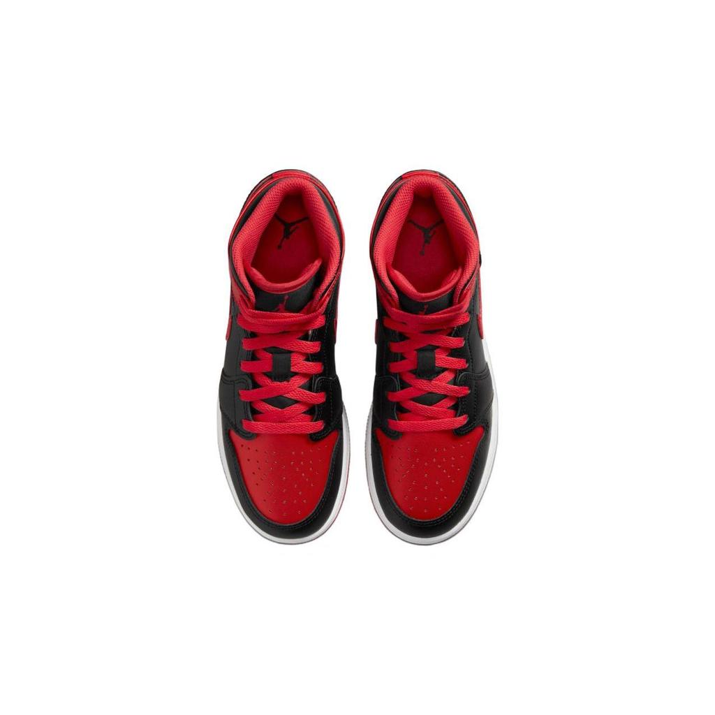 Кроссовки Air Jordan 1 Mid GS Alternate Bred для детей Черный Огненно-красный Белый DQ8423-060