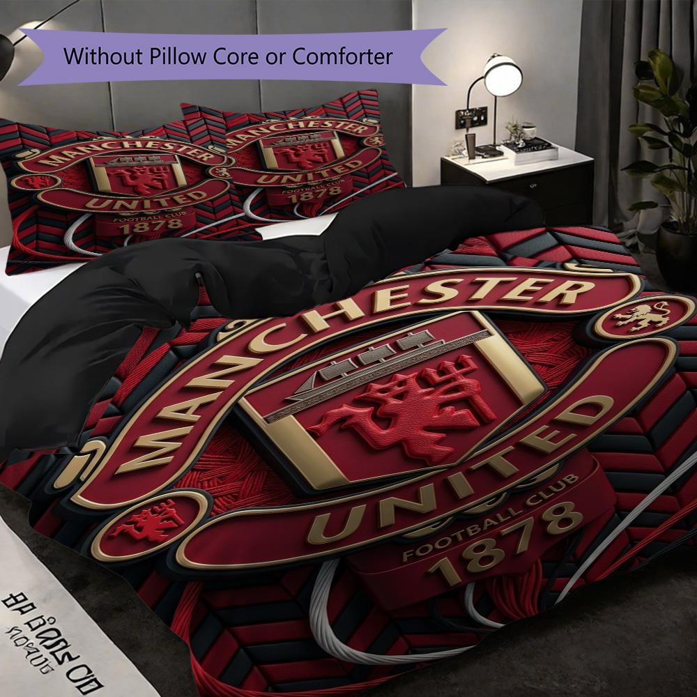 Manchester Legacy Bedding (1 * duvet cover + 2 * pillowcase, without core) 2D Flat Soft and comfortable Christmas birthday gift