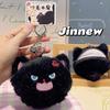 Angry Jinnew Creative Toothed Cat With Magnetic Attraction Keychain Earphone Bag